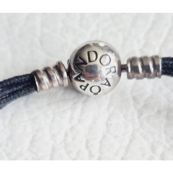 Pandora 925 Textile Multi String Bracelet  Pink Pave CZ Heart / 2 Heart Clips - Picture 4 of 14